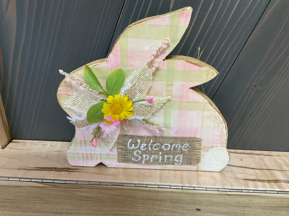 Wood Easter Bunny - Plaid
