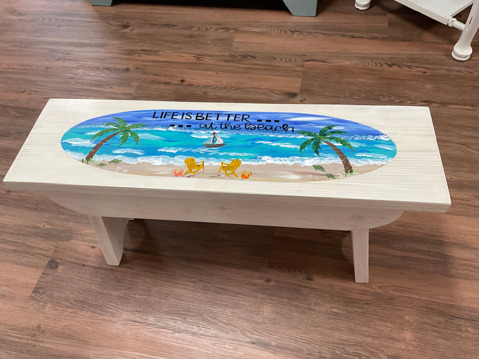 Wood bench Life is better