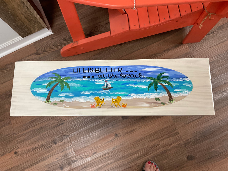 Wood bench Life is better