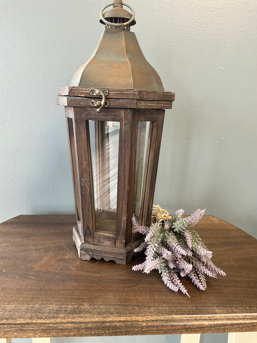 Wood lantern - weathered dark