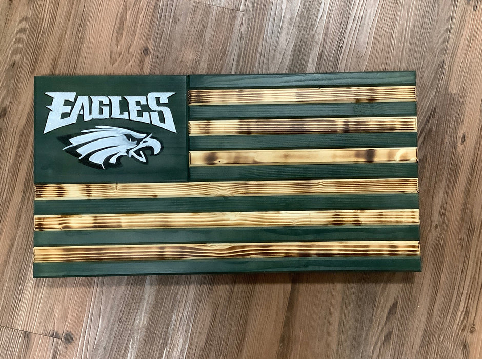 Wood American flag - Eagles