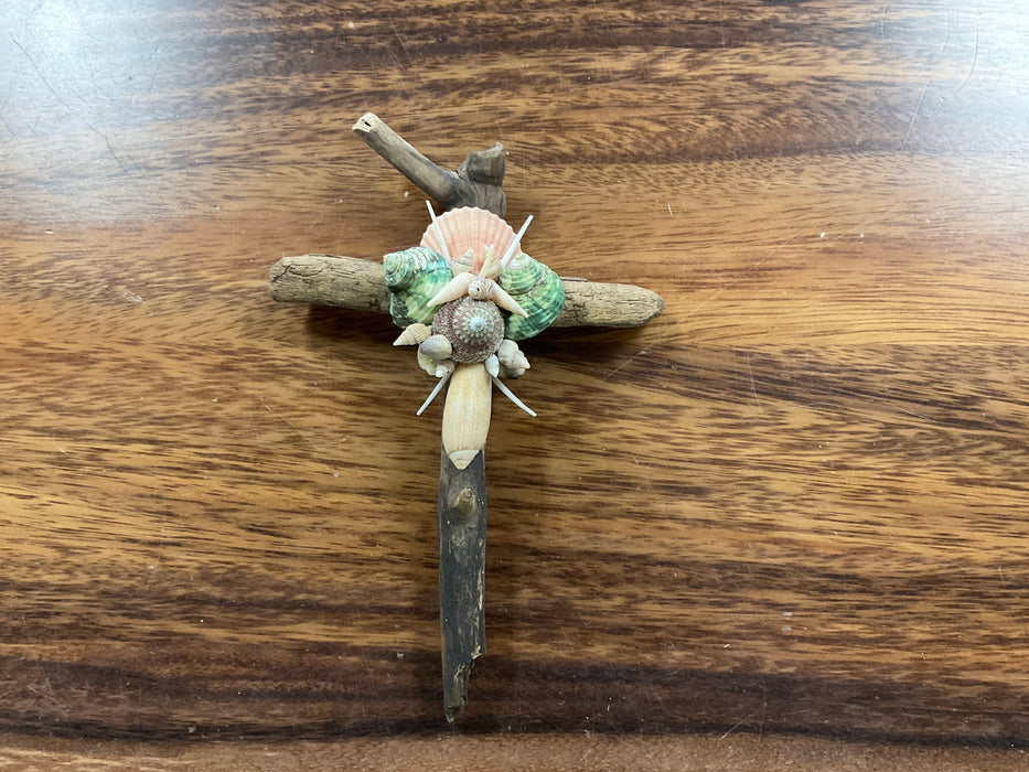 Driftwood shell cross