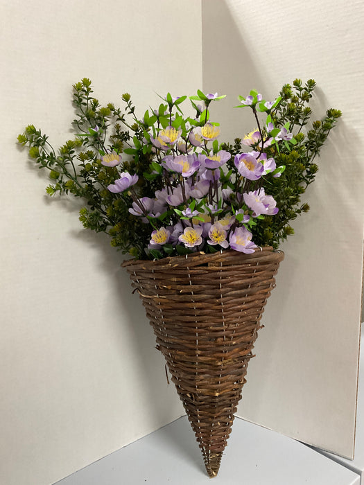 Wicker cone hanging basket