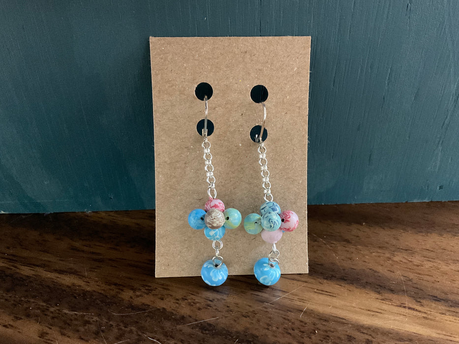 Multicolor clay bead drop earrings