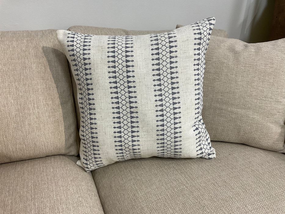 Navy and cream print pillow