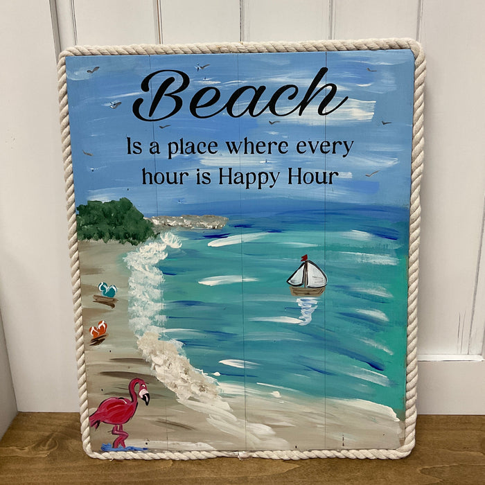 Wood Sign - Beach Happy Hour