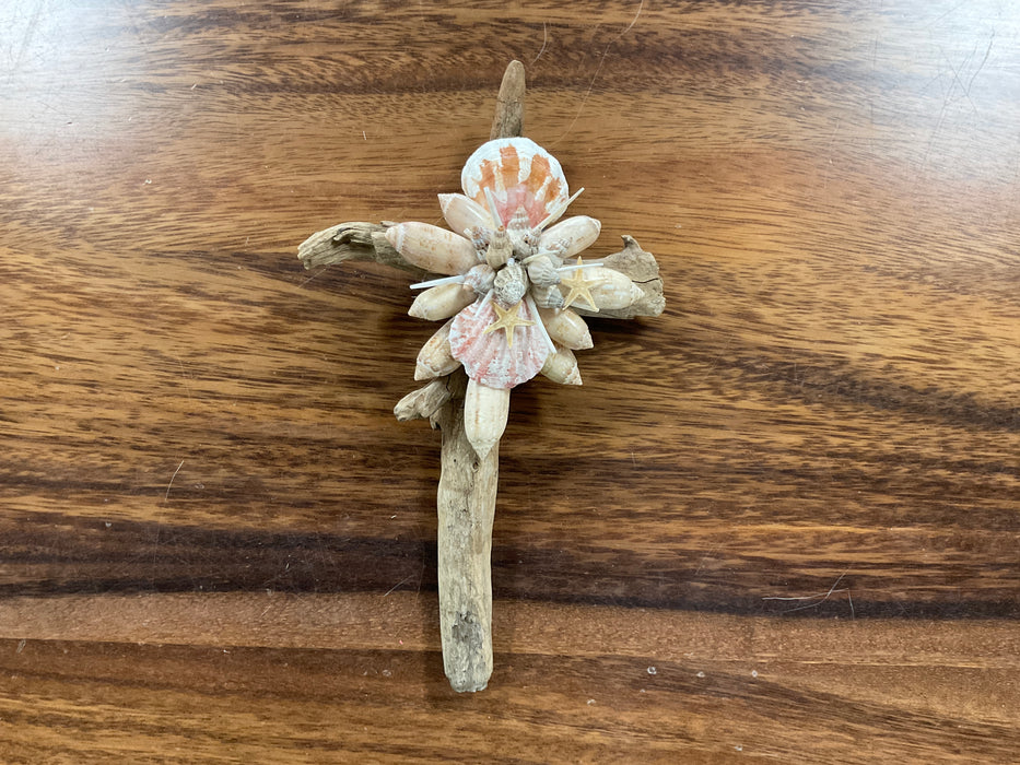 Driftwood shell cross