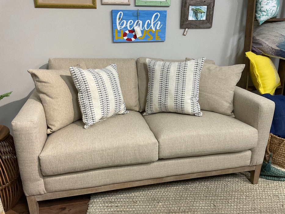 Navy and cream print pillow