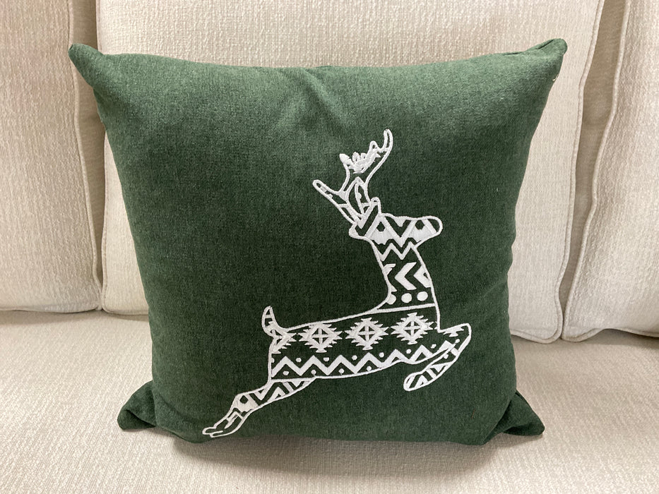 Throw Pillow - Reindeer green
