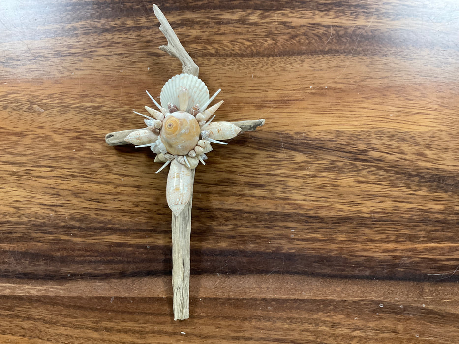 Driftwood shell cross