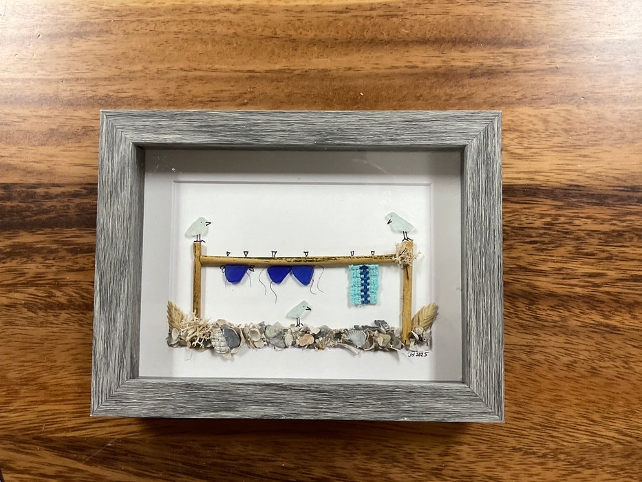 Sea glass framed art 5”x7”