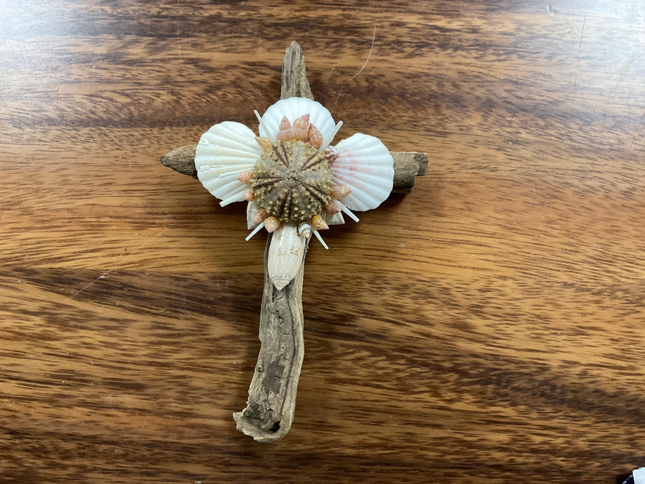 Driftwood shell cross