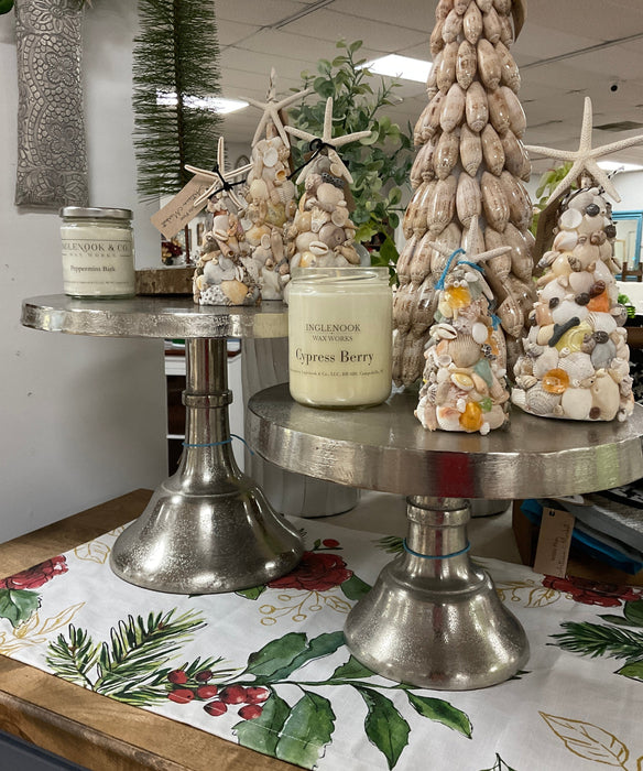 Silver metal pedestal stand