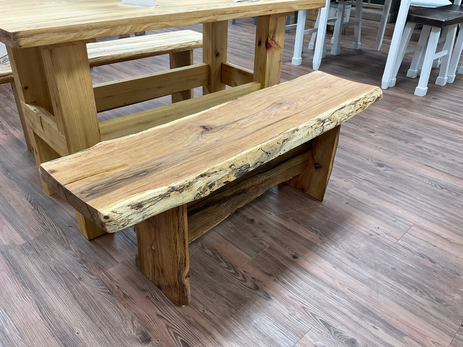 Live edge bench - red oak