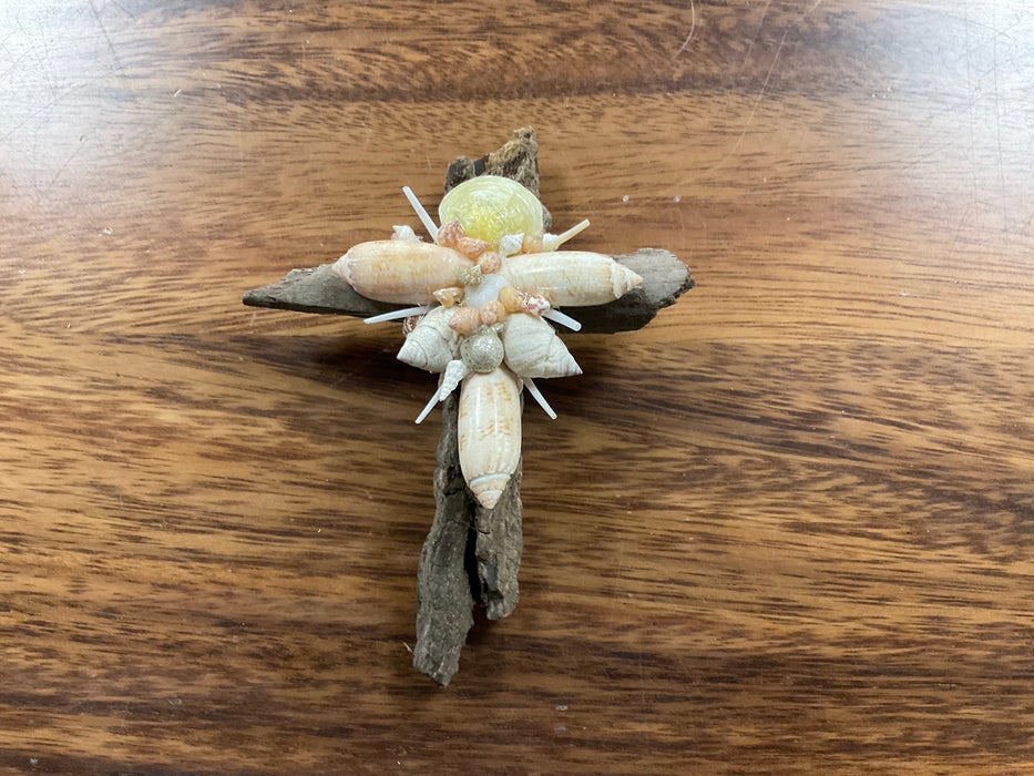 Driftwood shell cross