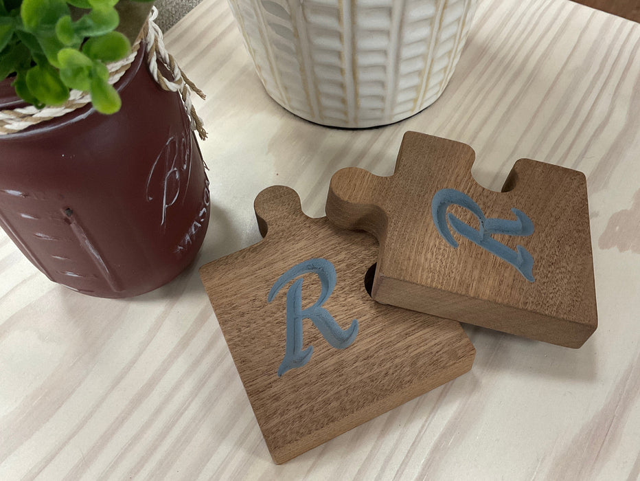 Puzzle piece coaster - monogram