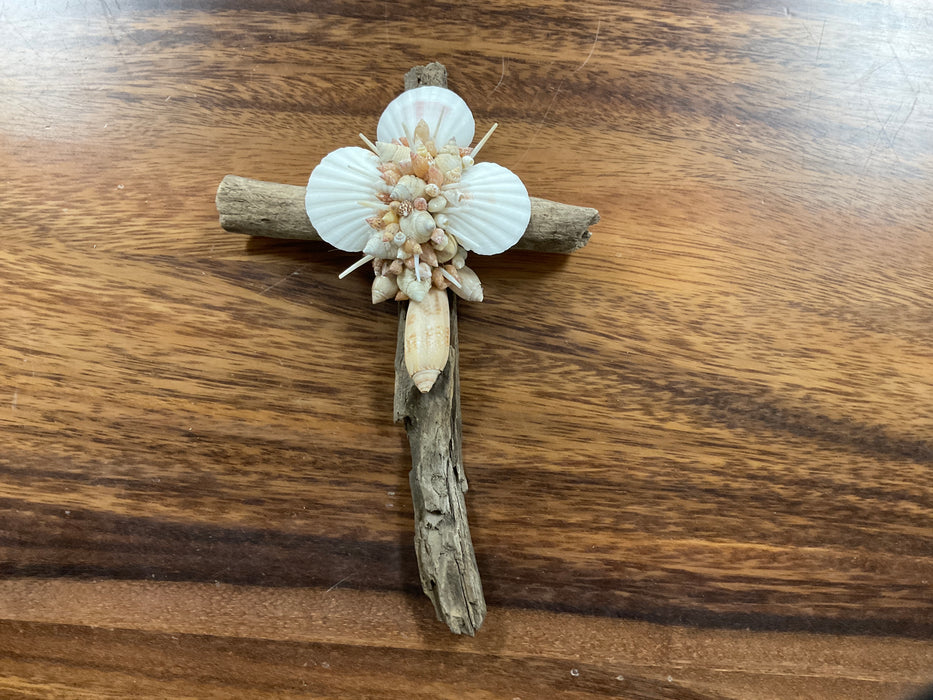 Driftwood shell cross