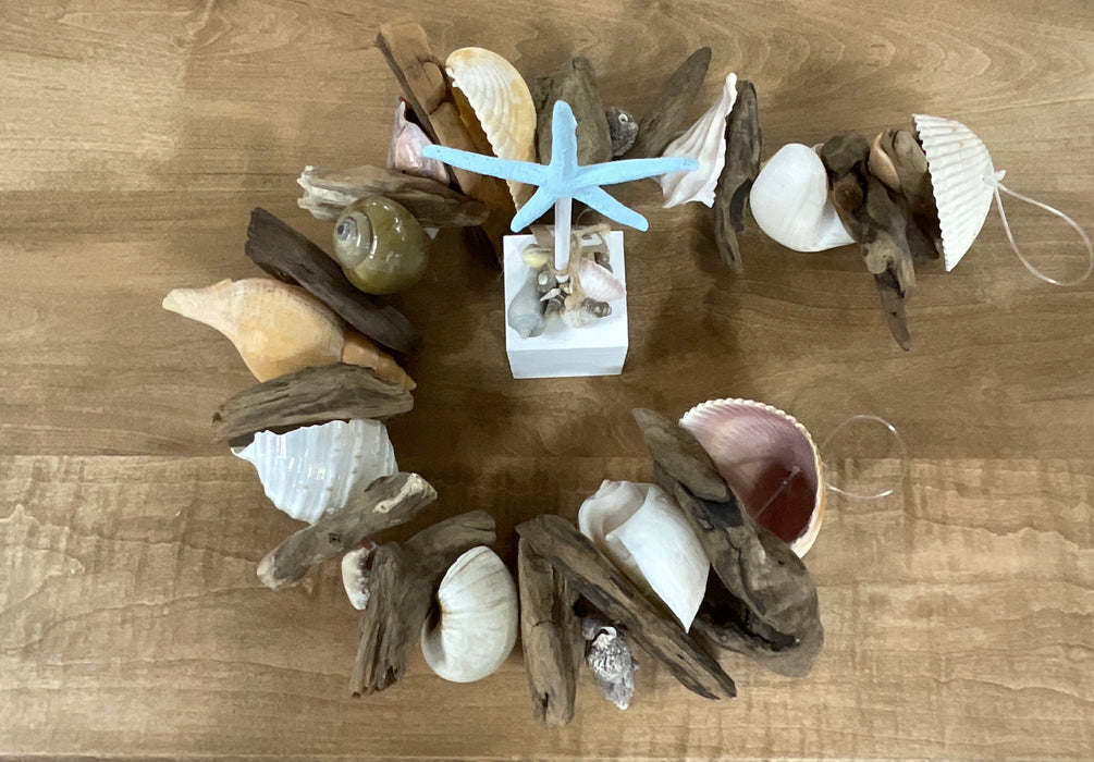 Driftwood and shell garland