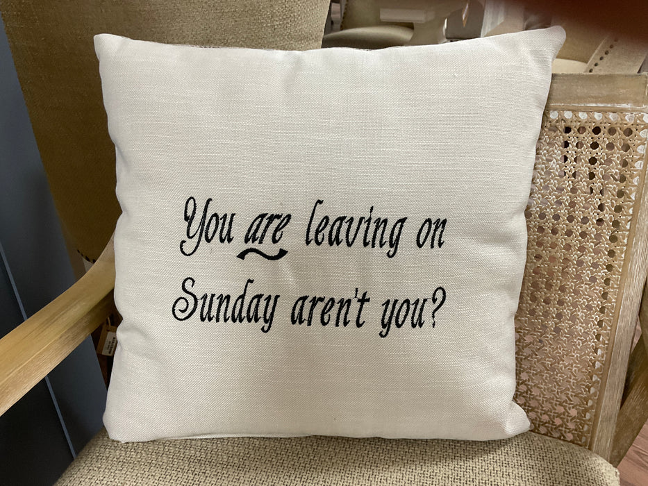 Throw pillow - leaving Sunday