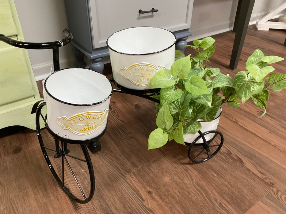 Tricycle planter, flowers and garden
