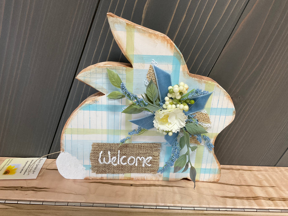 Wood Easter Bunny - Plaid