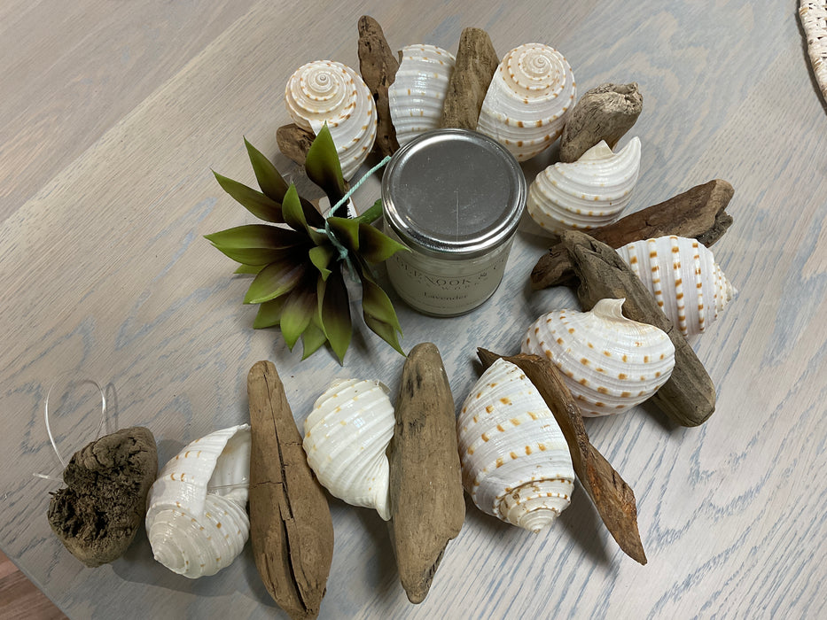 Driftwood and shell garland
