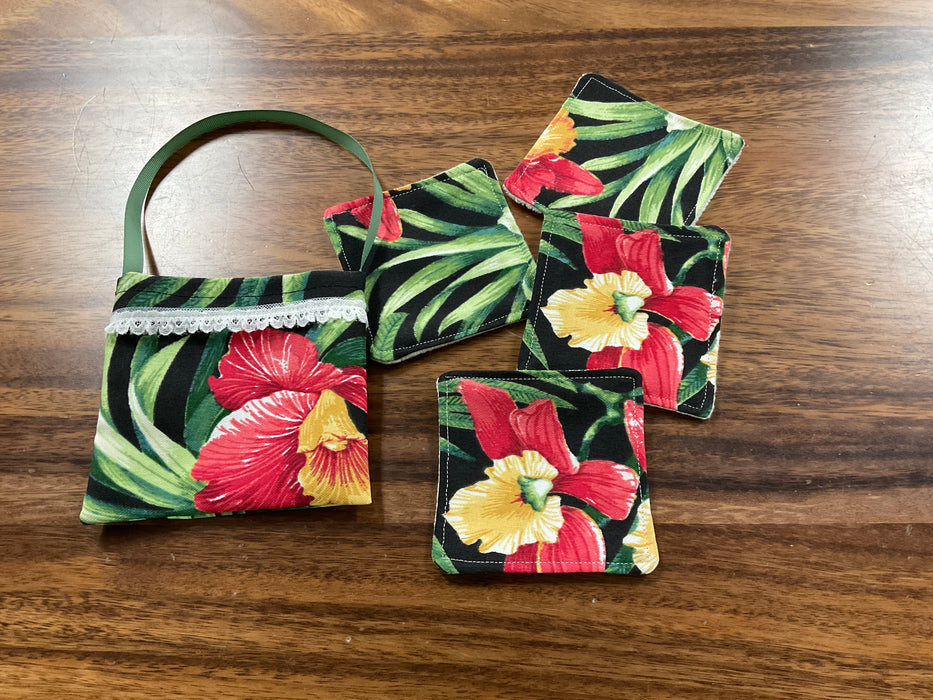Small mug rug coaster set with bag