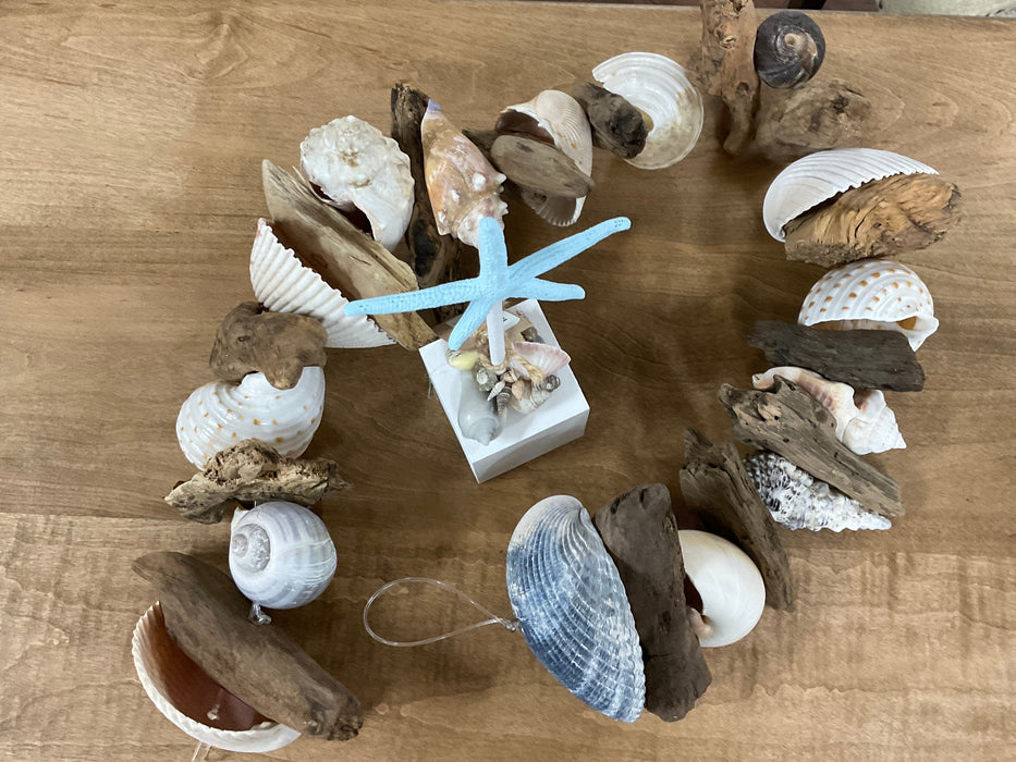 Driftwood and shell garland