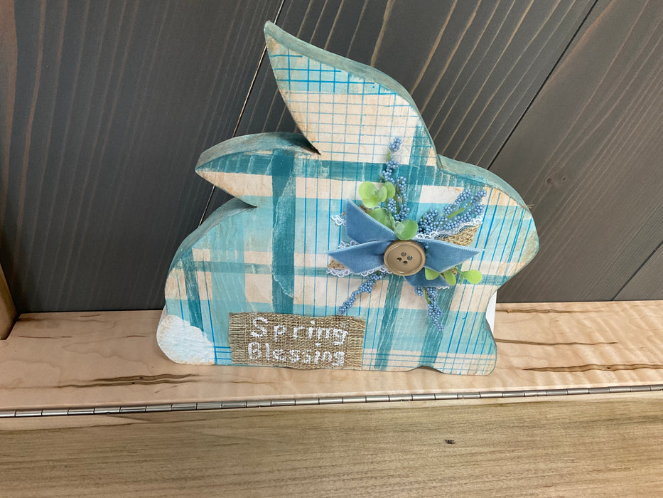 Wood Easter Bunny - Plaid