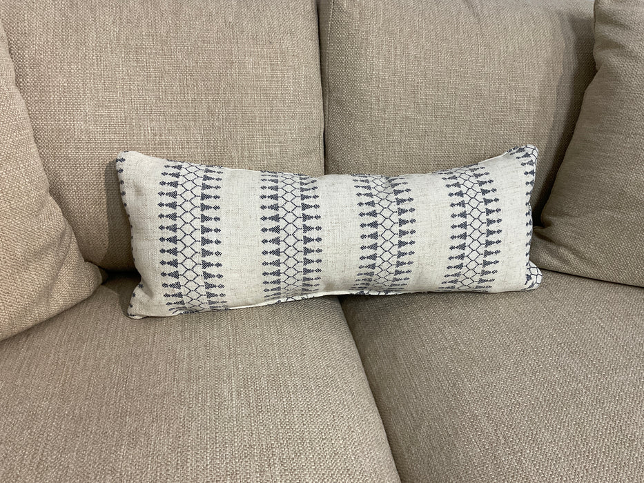 Navy and cream print pillow