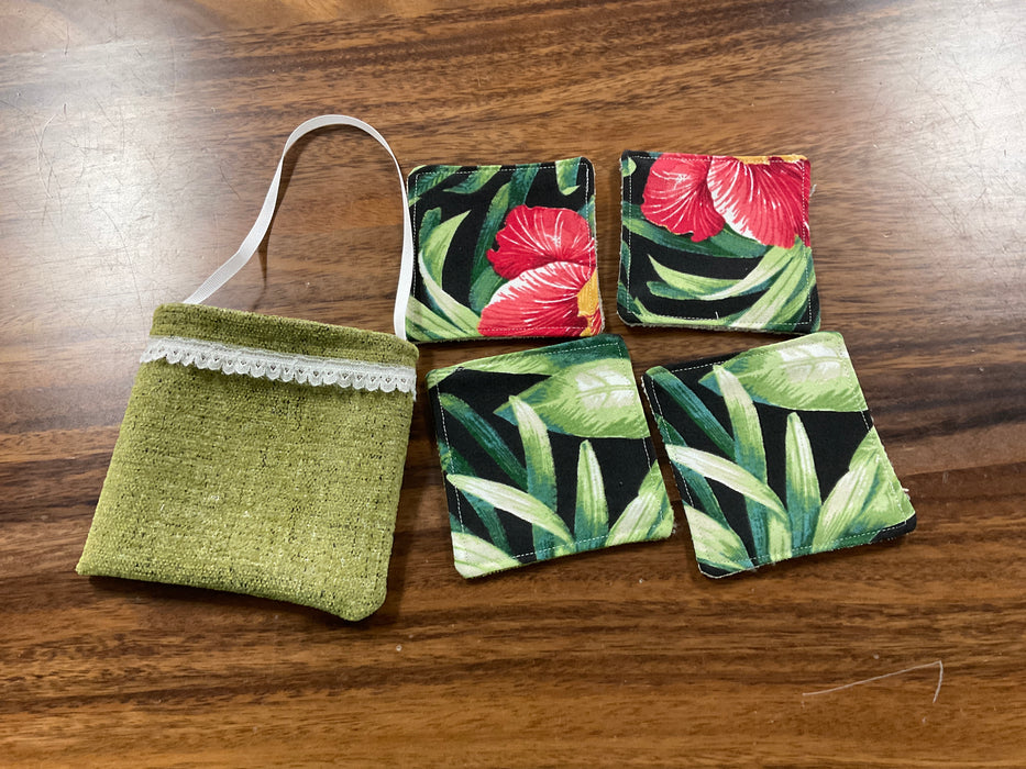 Small mug rug coaster set with bag