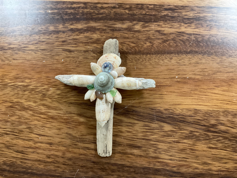 Driftwood shell cross