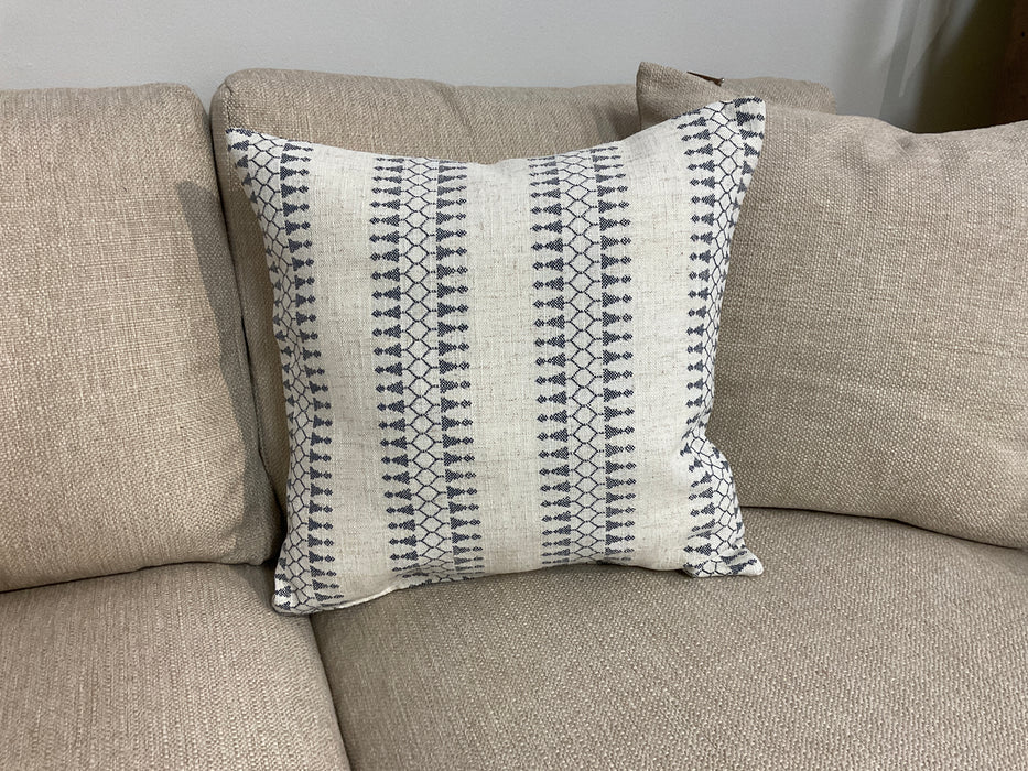Navy and cream print pillow