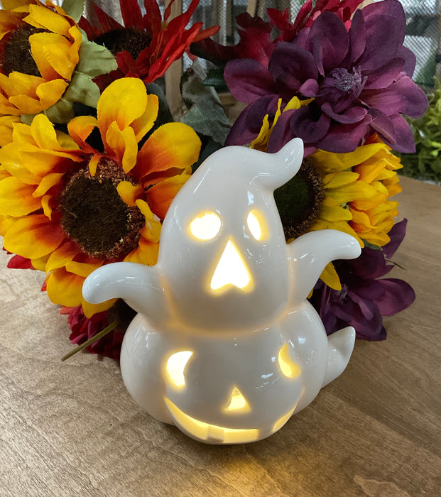 Lighted Ghost Pumpkin Figurine