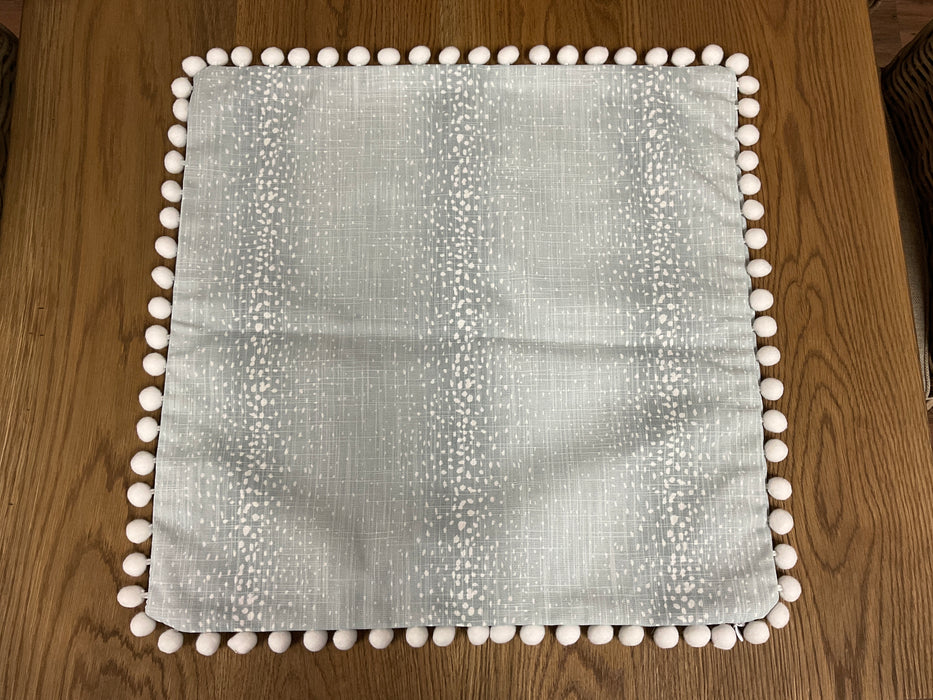 Pom trim blue pillow cover