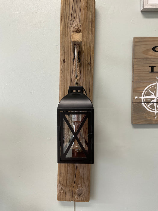 Black metal lantern hanging wall light