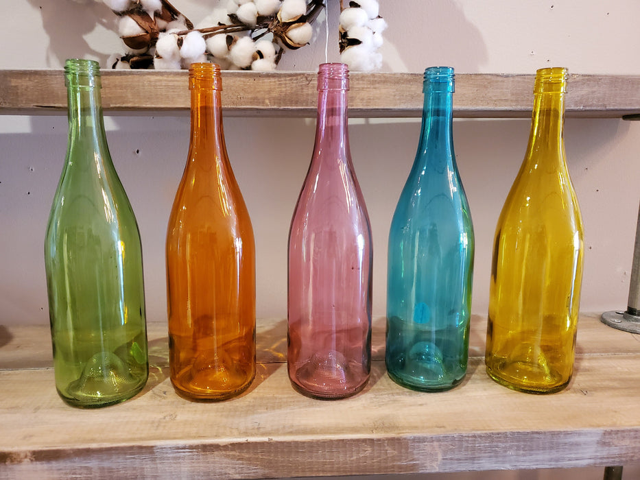 Colored glass bottles