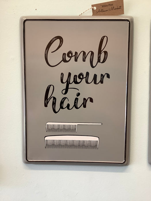 Gray enameled sign