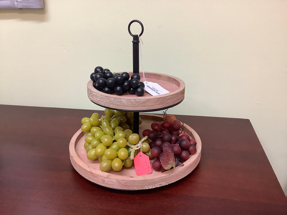 2 tier wood and metal candy stand
