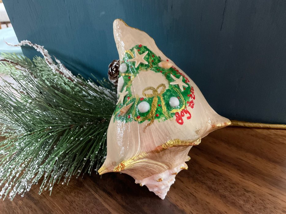 Christmas painted whelk shell