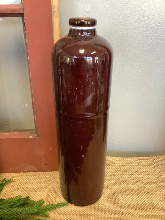 Brown pottery flask