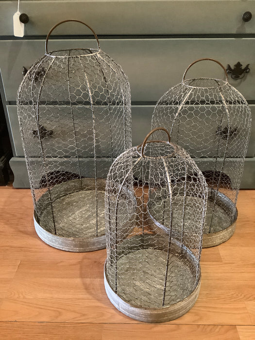 Wire mesh cloche with base