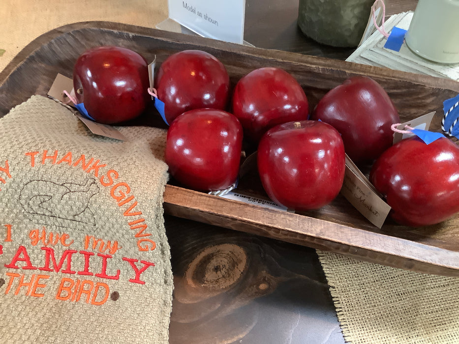 Carved wood red apple