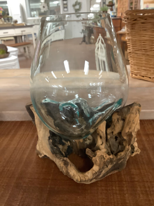 Bubble glass on driftwood