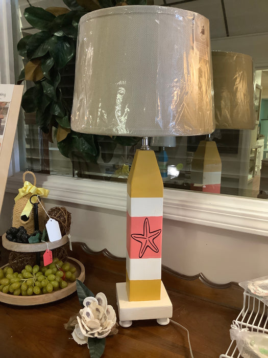 Buoy lamp pink yellow starfish