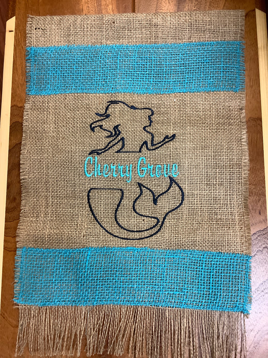 Burlap Flag - City embroidered