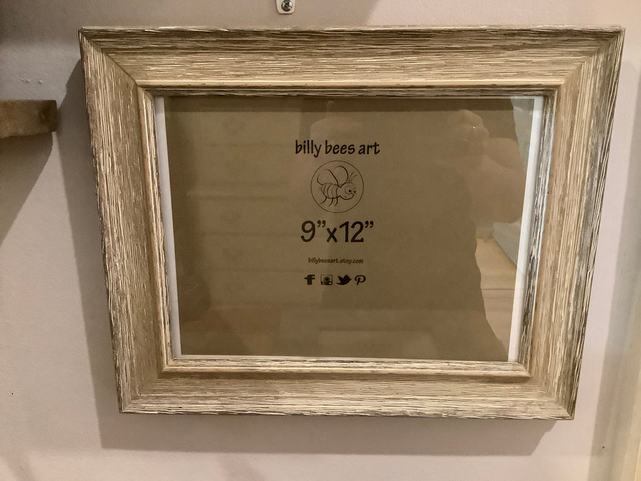 9”x12” white distressed frame