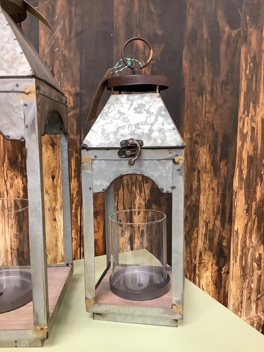 Galvanized candle lanterns