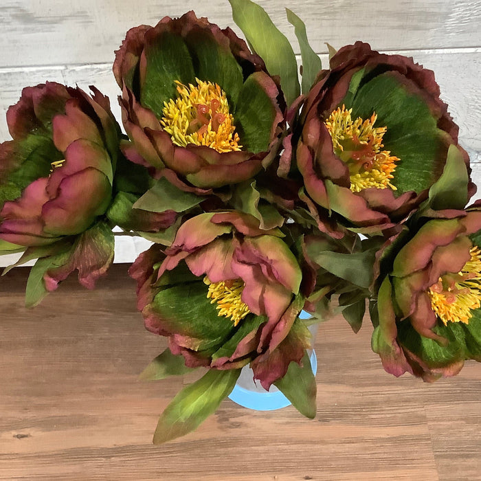 Artificial peony - purple green