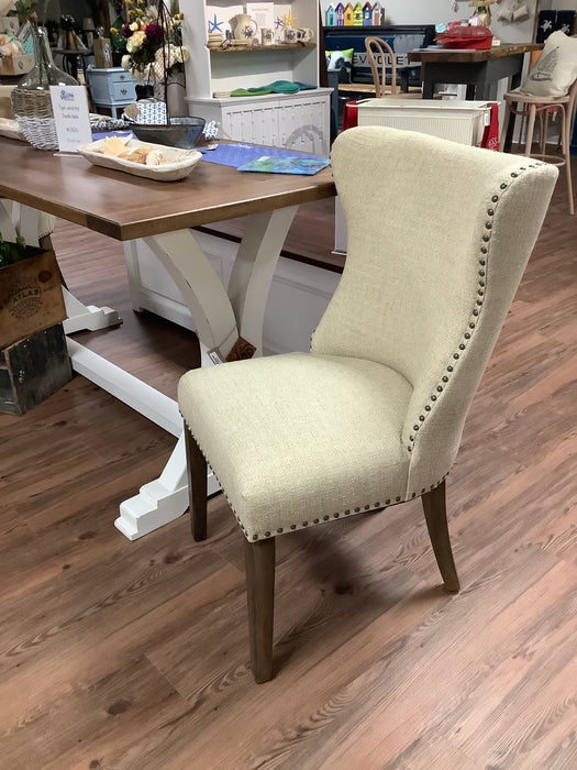 Cream nailhead dining chair
